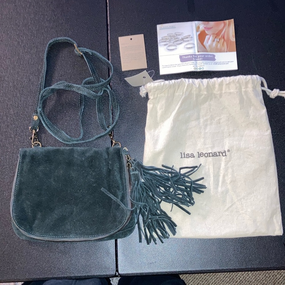 Black soft leather Suede Crossbody Bag purse NEW Lisa leondard designs HTF